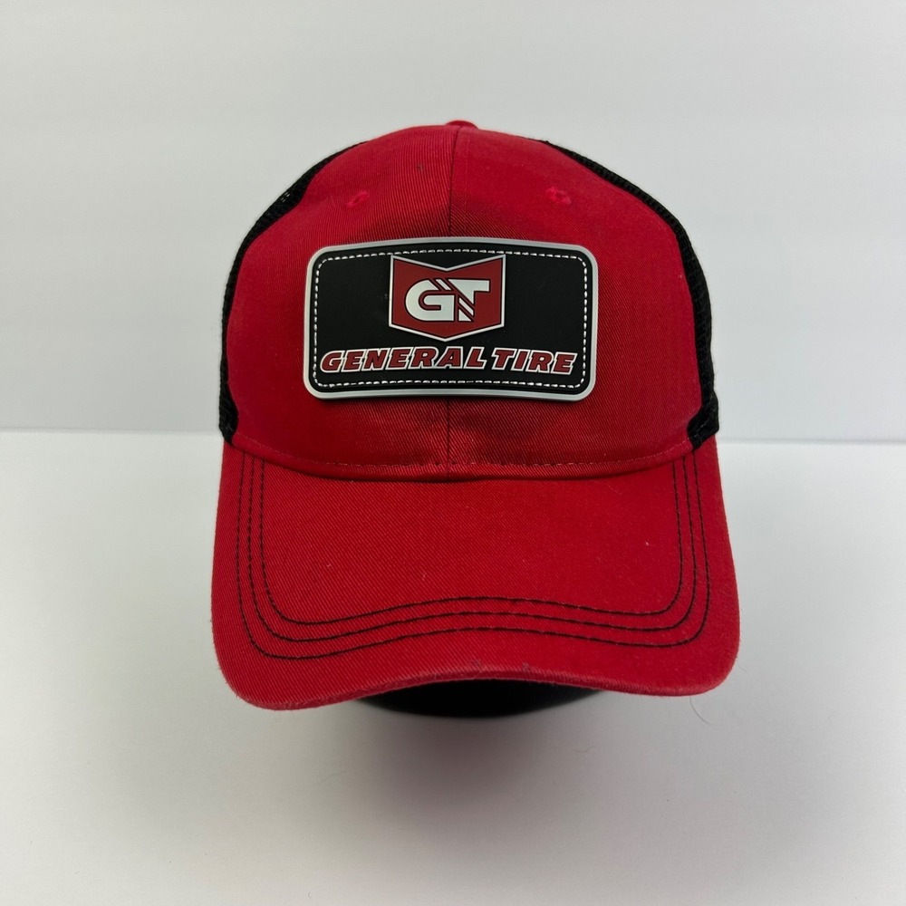 Vintage General Tire Trucker Hat Cap Strap‎ Back Adjustable Red Black Adult